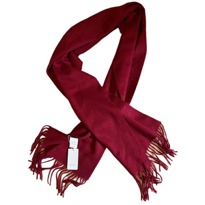 NWT KARLA HANSON 100% wool soft burgundy scarf with fringe